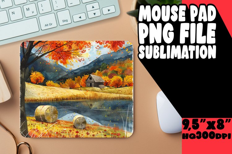 Watercolor Autumn Mouse Pad Fall Sublimation