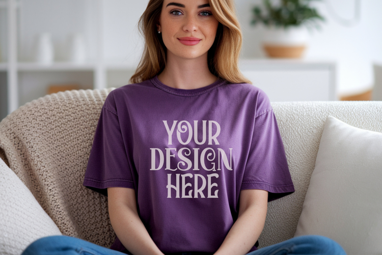 Grape Comfort Colors 1717 T-shirt Mockups,1717 Mockups