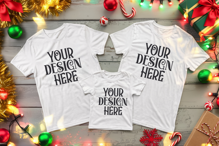 Christmas Family Matching Group Flat Lay Mockup