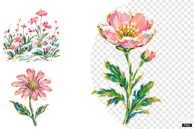 Snowy Meadow Wildflowers Clipart
