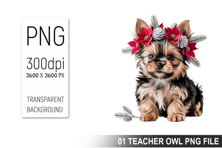 Cute Floral Dog, Animal Sublimation Clipart PNG