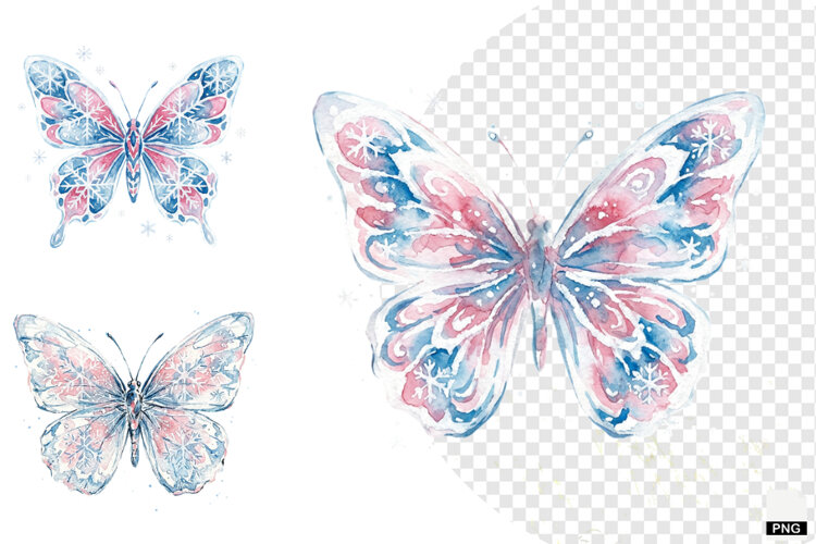 Snowy Butterfly Garden Clipart example image 1