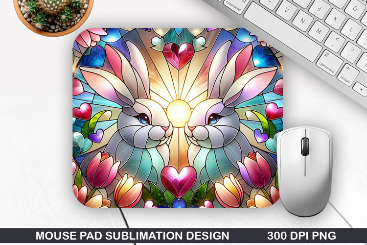 Rabbit Mouse Pad Sublimation, Valentine Mouse Pad PNG