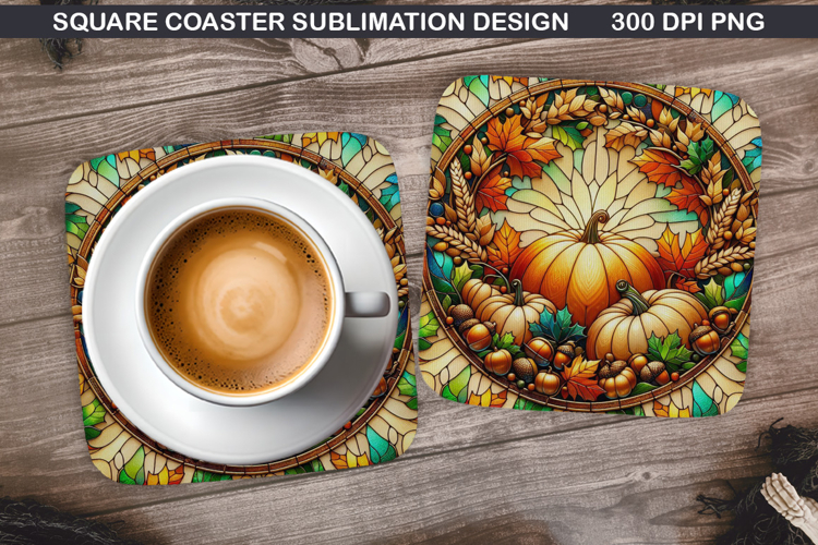 Pumpkin Coaster Sublimation, Halloween Coaster PNG Design