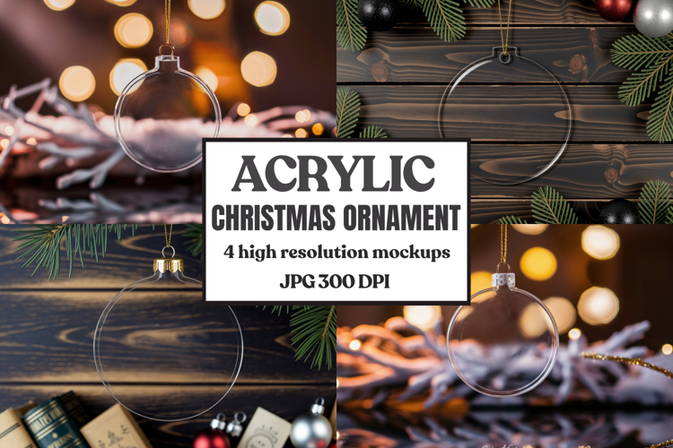Christmas Acrylic Ornament Mockups | Round Clear Acrylic Orn