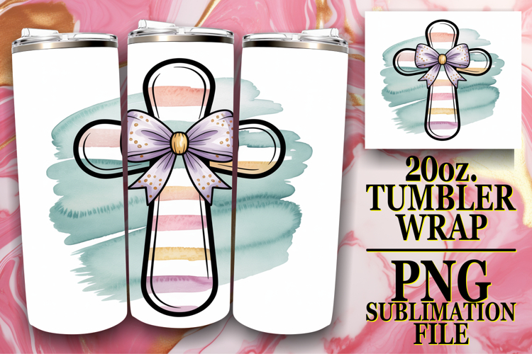 Bright love 20oz tumbler wrap, Cross and Bow