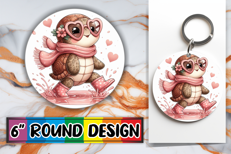 Circle of Love Keychain PNG, Turtle