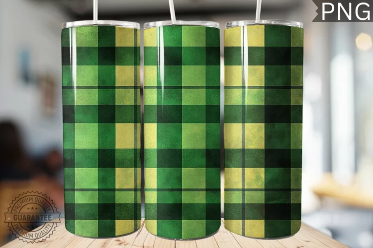 Green Plaid Tumbler Wrap - High Quality 300 Dpi