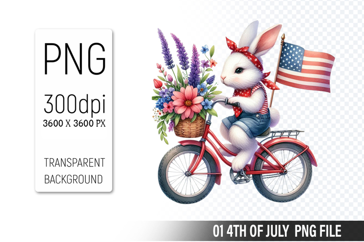 4th Of July Bunny Sublimation Clipart PNG Design