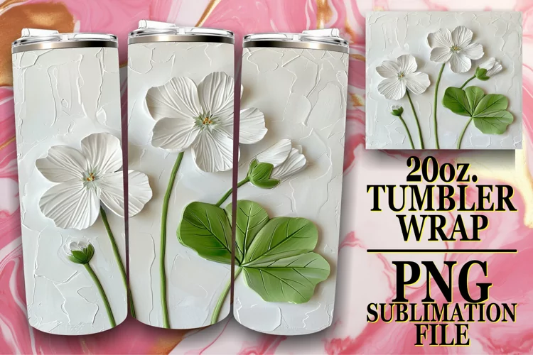 3D Flower Radiance: Tumbler Wrap Sublimation