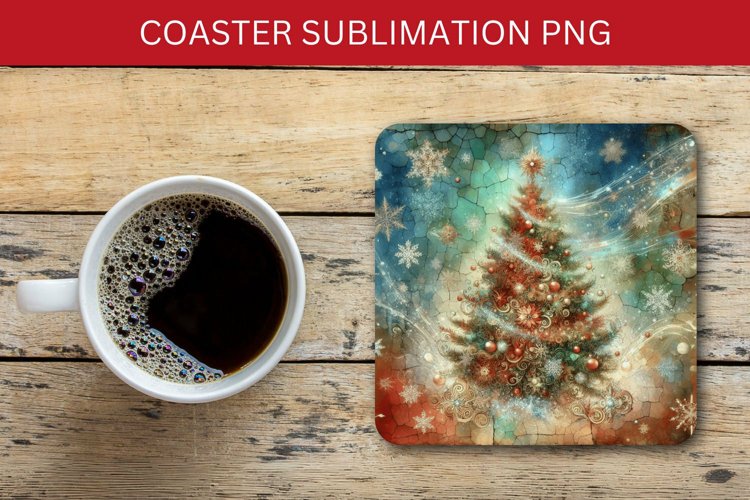 square coaster - christmas tree example image 1