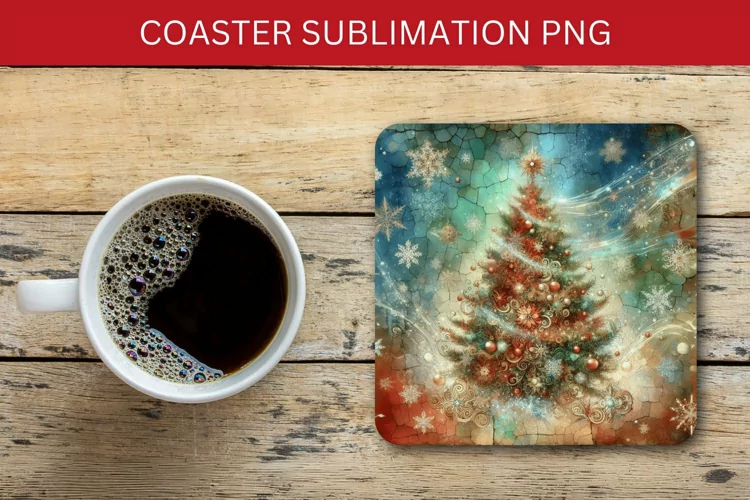 square coaster - christmas tree