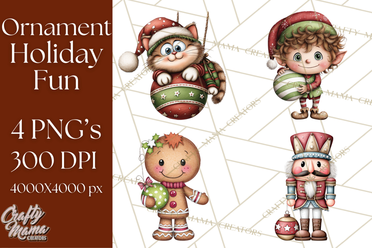 Christmas Characters on Ornaments PNG Clipart