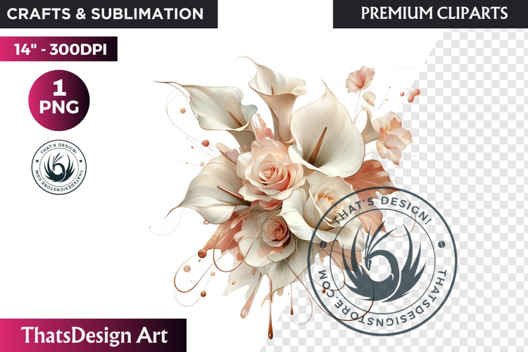 Ethereal Floral arrangements Clipart PNG Rose gold and blush