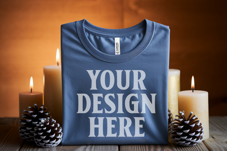 Christmas Bella Canvas 3001 Athletic Heather Folded Tshirt