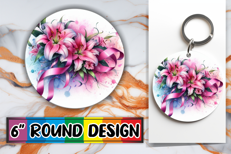 Radiant Circle Coaster Sublimation, Flowers