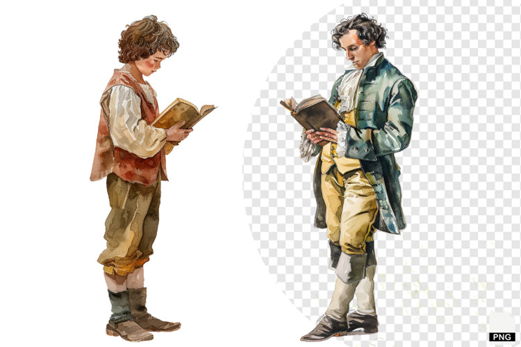 Watercolor Reading Man Clipart