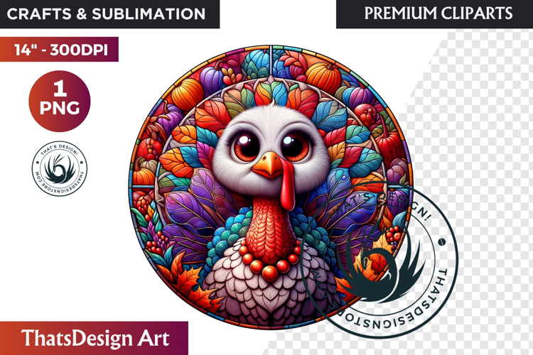 Autumn Thanksgiving Stained Glass PNG, Fall Pumpkin clipart example image 1