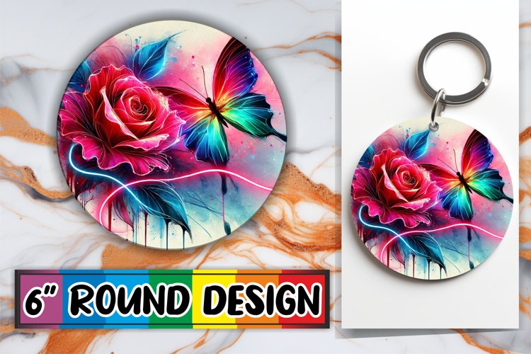 Blissful Round Sublimation Ornaments PNG, Butterfly