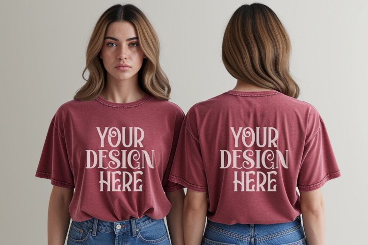 Crimson Comfort Colors 1717 Front & back T shirt Mockup
