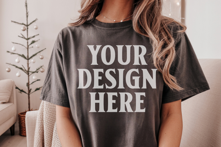 Christmas Comfort Colors 1717 Pepper T-Shirt Mockup Real