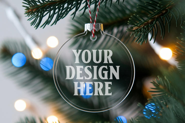 Acrylic Christmas Ornament Mockup , christmas ornament mocku