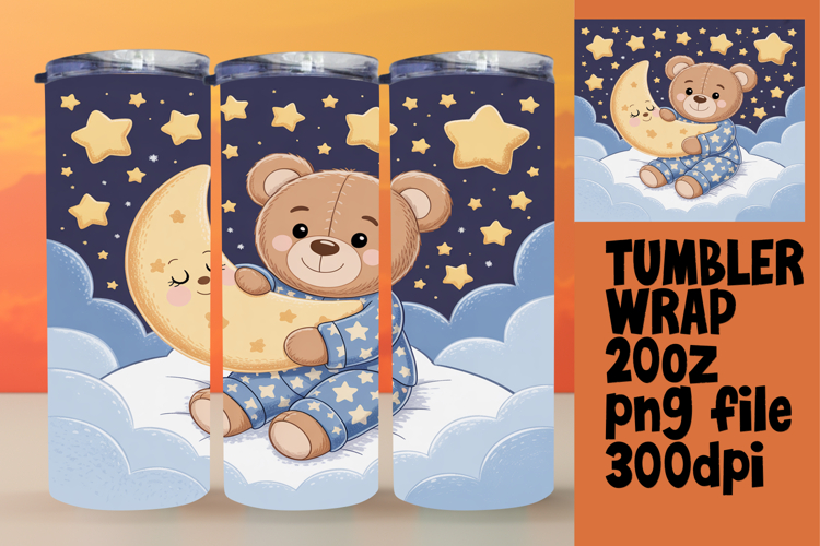 BEAUTIFUL 20oz Sublimation Tumbler Template , Cute Bear
