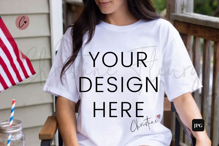 4th Of July White T-Shirt Mockup
