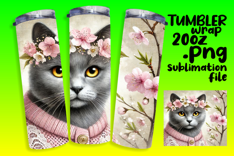ARTISTIC PNG for 20oz Tumbler , Cute Cat