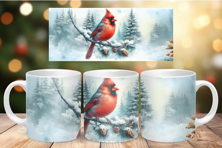 Mug Wrap Sublimation - cardinal bird