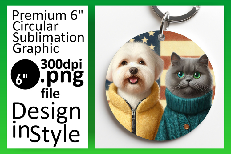 Bright Round Design Coaster PNG , Dog and cat