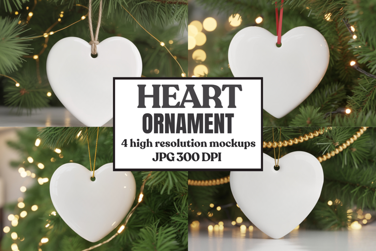 Christmas Love Heart Ornament Mockup | Holiday Hanging