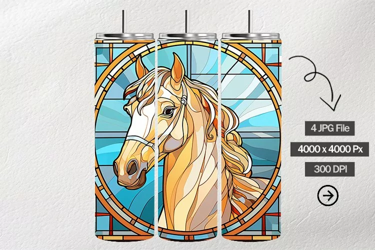 Horse Stained Glass Square Coaster - 04 Variations