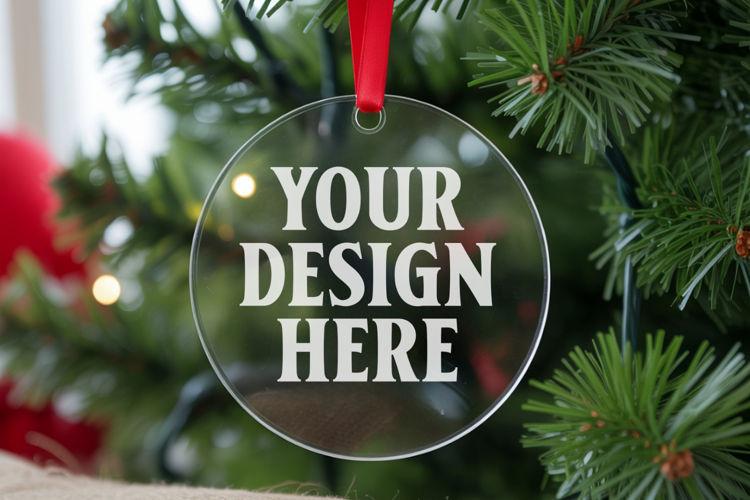 Acrylic Christmas Ornament Mockups , acrylic blank mockup