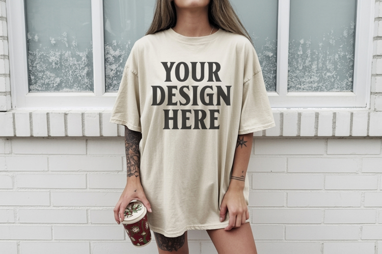 Ivory Christmas Comfort Colors 1717 TShirt Mockup, CC 1717