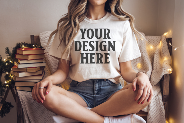 Ivory Christmas Comfort Colors 1717 T-shirt Mockup