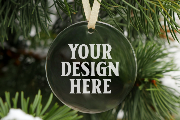Acrylic Christmas Ornament Mockups | Clear Round Holiday