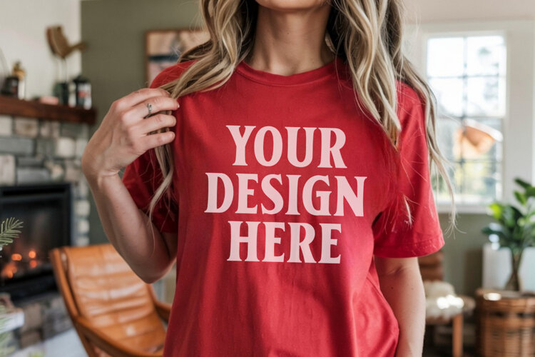 Comfort Colors 1717 Red T-Shirt Mockup example image 1