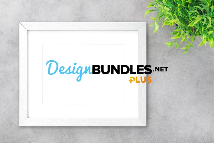 Frame mockup with green plant Stock photo