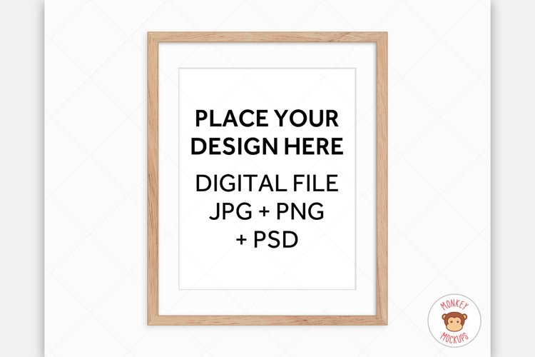 Wood Frame Mockup - Poster Mockup for Wall Art Digital Frame example image 1