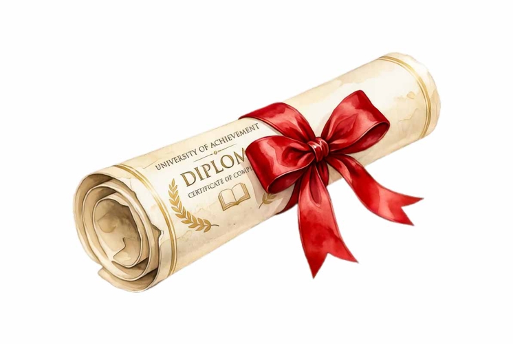 Diploma Scroll with Decorative PNG