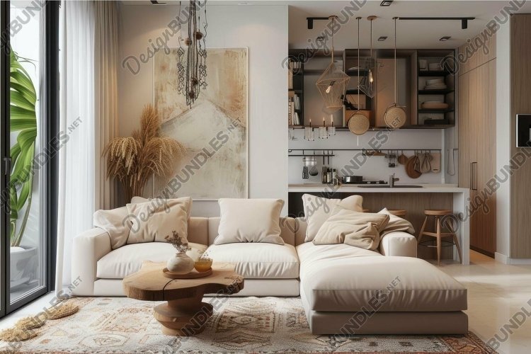 Modern cozy living room interior with natural light example image 1