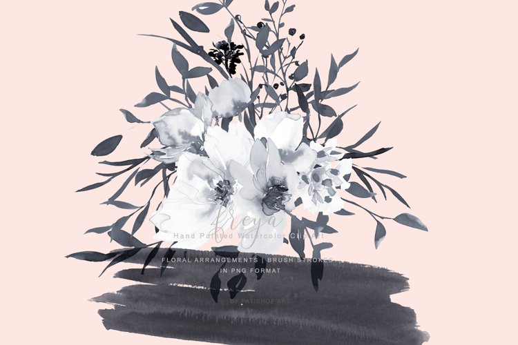 Elegant Gray White Rose Bouquet Clipart Illustrations Design Bundles