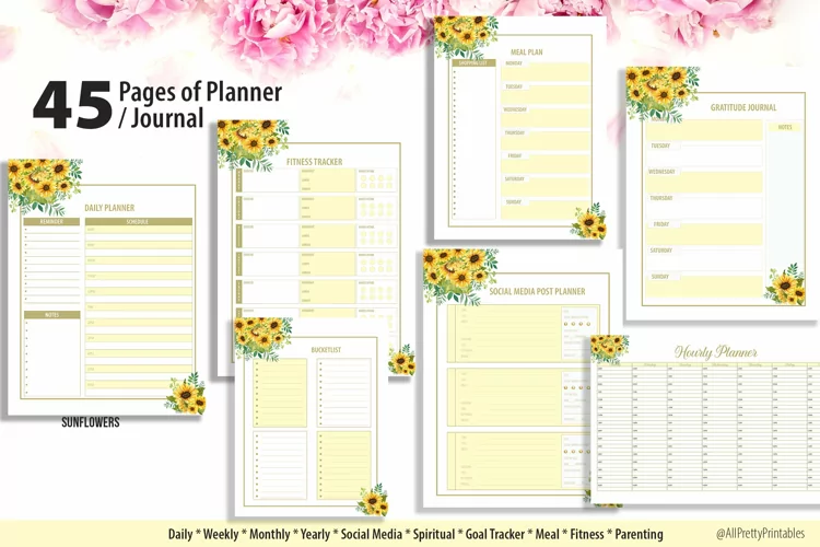 Sunflower Planner 45 Pages Complete Set