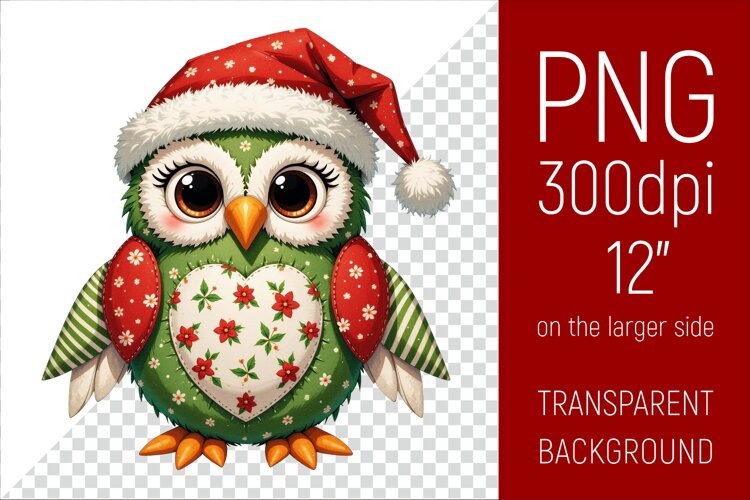 Christmas Owl PNG | Christmas Sublimation Design example image 1