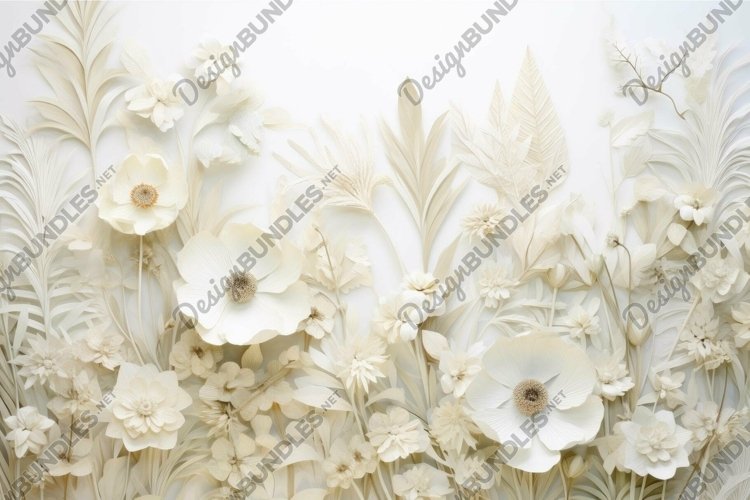 Elegant white floral paper art on ivory background example image 1
