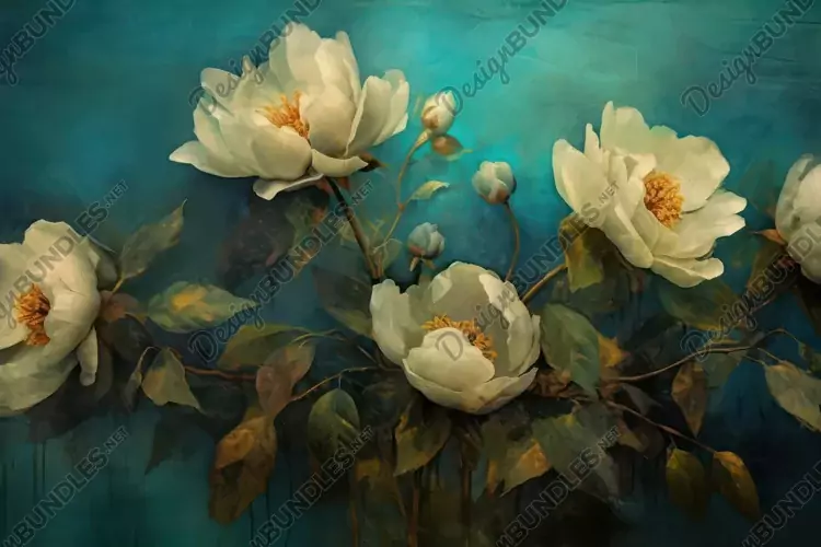 Textured teal painting Background Wallpaper