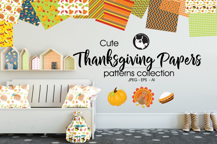 THANKSGIVING-PAPERS, digital papers example image 1