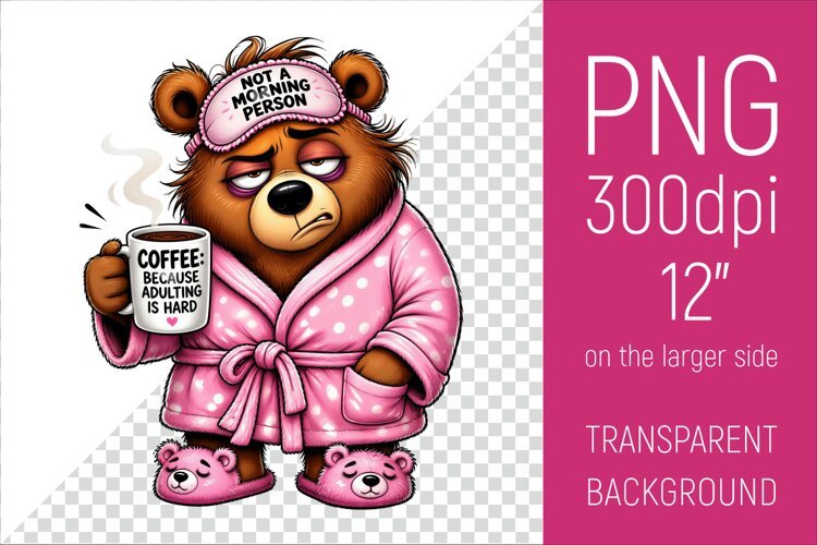 Funny Morning Coffee Mama Bear |Cute Coffee Lover Clipart example image 1