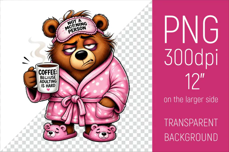 Funny Morning Coffee Mama Bear |Cute Coffee Lover Clipart